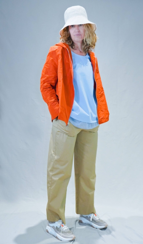 RIALTO 48 – Pantalone dritto con elastico vita in tessuto cotone colore Safari