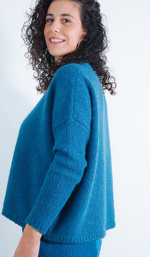 APUNTOB – P1644 maglia lana, cotone e alpaca colore ottanio