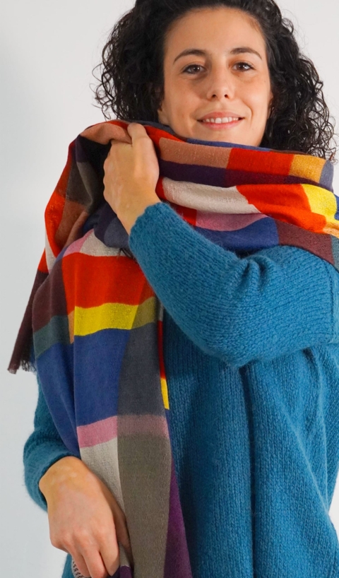 ÉPICE – CHECK 5 sciarpa stampa jaquard multicolor