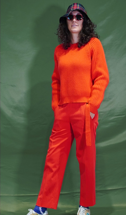 TELA – Pantalone con elastico vita tessuto cover di cotone rosso